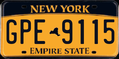 NY license plate GPE9115