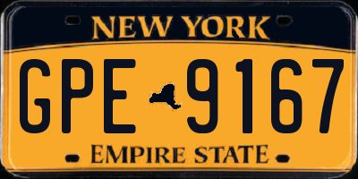 NY license plate GPE9167