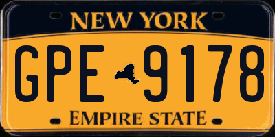NY license plate GPE9178