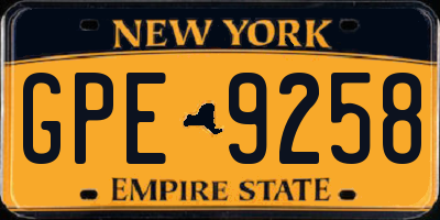 NY license plate GPE9258