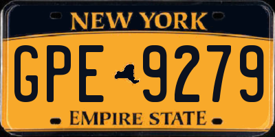 NY license plate GPE9279