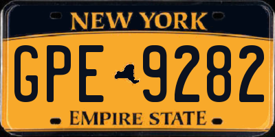 NY license plate GPE9282