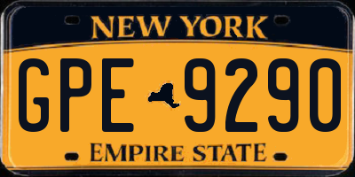 NY license plate GPE9290