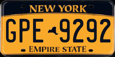 NY license plate GPE9292