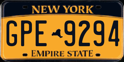 NY license plate GPE9294