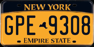NY license plate GPE9308