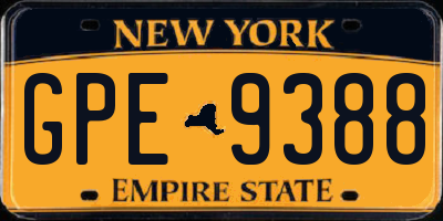 NY license plate GPE9388
