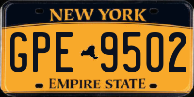NY license plate GPE9502