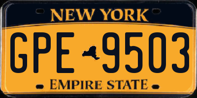 NY license plate GPE9503