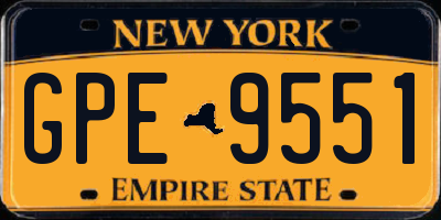 NY license plate GPE9551