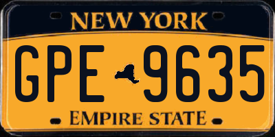 NY license plate GPE9635