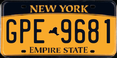 NY license plate GPE9681