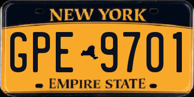 NY license plate GPE9701
