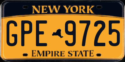 NY license plate GPE9725