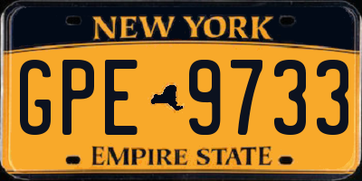 NY license plate GPE9733