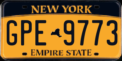 NY license plate GPE9773