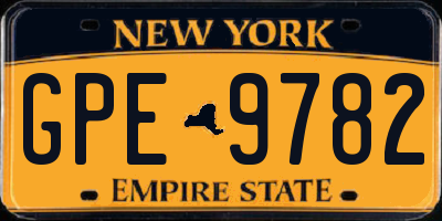 NY license plate GPE9782