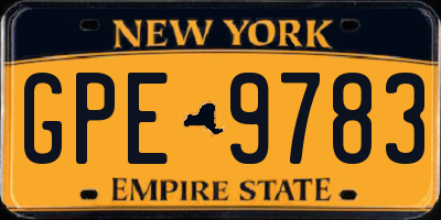 NY license plate GPE9783