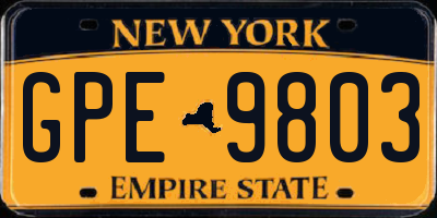 NY license plate GPE9803
