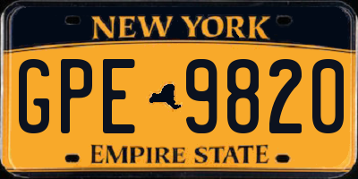 NY license plate GPE9820