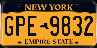 NY license plate GPE9832