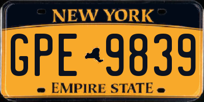 NY license plate GPE9839