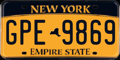 NY license plate GPE9869