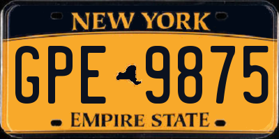 NY license plate GPE9875