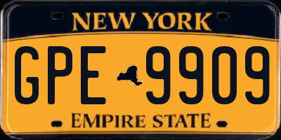 NY license plate GPE9909
