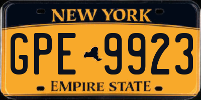 NY license plate GPE9923