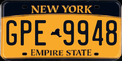 NY license plate GPE9948