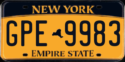 NY license plate GPE9983