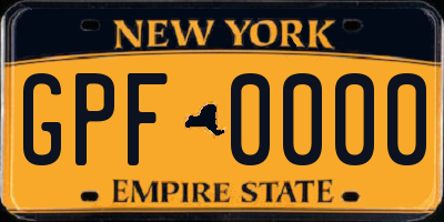 NY license plate GPF0000