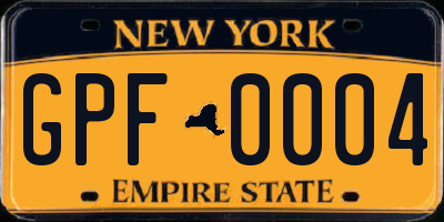 NY license plate GPF0004