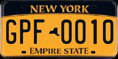 NY license plate GPF0010
