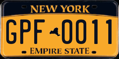 NY license plate GPF0011