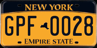 NY license plate GPF0028