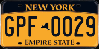 NY license plate GPF0029