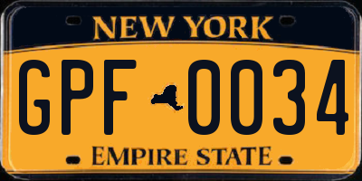 NY license plate GPF0034