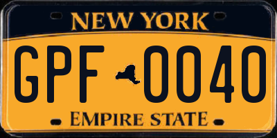 NY license plate GPF0040