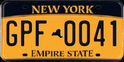 NY license plate GPF0041