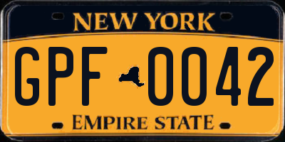 NY license plate GPF0042