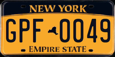 NY license plate GPF0049