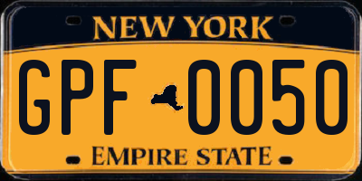NY license plate GPF0050