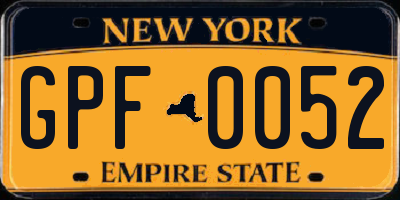 NY license plate GPF0052