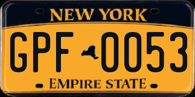 NY license plate GPF0053