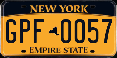 NY license plate GPF0057