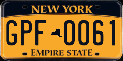 NY license plate GPF0061