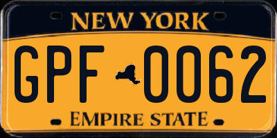 NY license plate GPF0062