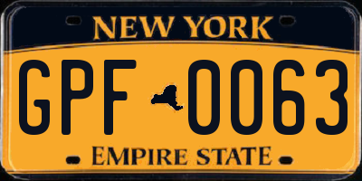NY license plate GPF0063